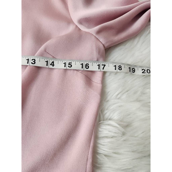 Talbots Womens Peplum Top Pink Solid Long Sleeve Tie Front Zip Blouse Career 4 - Picture 3 of 6